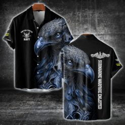 Navy Badge, E 2 White - Short Sleeve Button Shirt