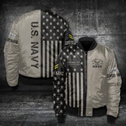 Navy Badge, E 3 Red - Bomber Jacket