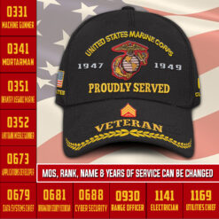 Marine MOS, E 8 Marines First Sergeant - Embroidered Classic Cap