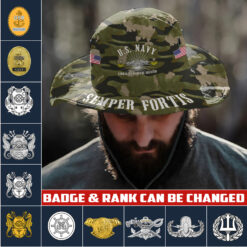 Navy Badge, Land Of The Free, Because Of The Brave - Boonie Hat