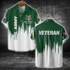 US Army, Proud Veteran - Short Sleeve Button Shirt