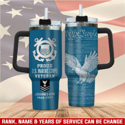 US Coast Guard, Land Of The Free, Because Of The Brave - Stainless Steel Tumbler 40oz