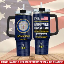 US Navy, E 7 Gold - Stainless Steel Tumbler 40oz