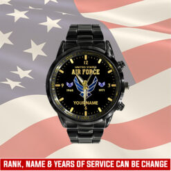 US Air Force, E 8 Air Force First Sergeant - Black Stainless Steel Watch