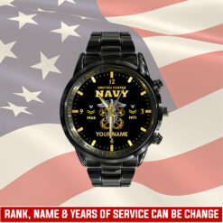 US Navy, E 8 Gold - Black Stainless Steel Watch