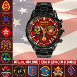 Marine Battalion, O 2 Marines First Lieutenant - Black Stainless Steel Watch