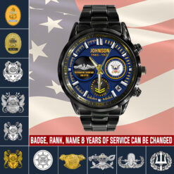 Navy Badge, E 6 Gold - Black Stainless Steel Watch