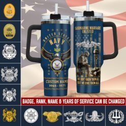 Navy Badge, E 8 Gold - Stainless Steel Tumbler 40oz