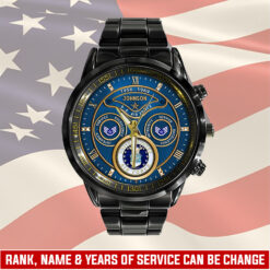US Air Force, E 5 Air Force Staff Sergeant - Black Stainless Steel Watch