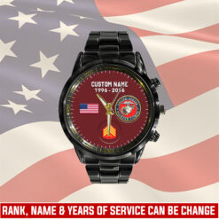 US Marine Corps, Thank a Veteran - Black Stainless Steel Watch