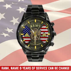US Army, O 3 Army Captain - Black Stainless Steel Watch