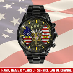 US Navy, E 5 Red - Black Stainless Steel Watch