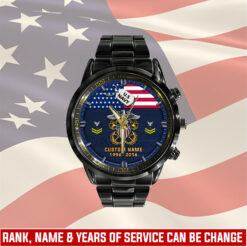 US Navy, E 9 Gold - Black Stainless Steel Watch