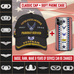 Air Force Badge Combo Embroidered Cap + Soft Phone Case