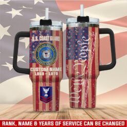 US Coast Guard, E 2 White - Stainless Steel Tumbler 40oz