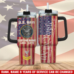 US Navy, E 3 Red - Stainless Steel Tumbler 40oz