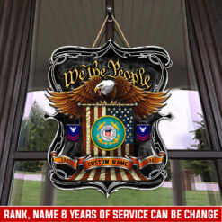 US Coast Guard, No One Fights Alone - 2 Layers Wooden Sign 8x8in