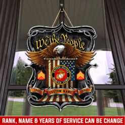 US Marine Corps, Defender of Freedom - 2 Layers Wooden Sign 8x8in