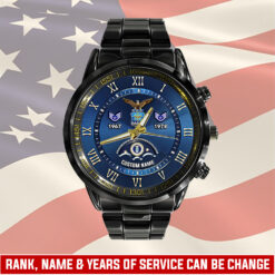 US Air Force, O 3 Air Force Captain - Black Stainless Steel Watch