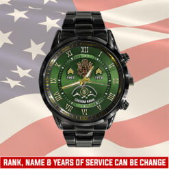 US Army, E 8 Army Master Sergeant - Black Stainless Steel Watch