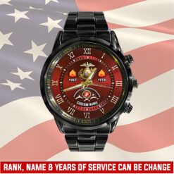US Marine Corps, Semper Fidelis - Black Stainless Steel Watch