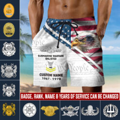 Navy Badge, E 4 Gold - Men's Shorts