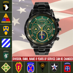 Army Division, Served With Pride - Black Stainless Steel Watch