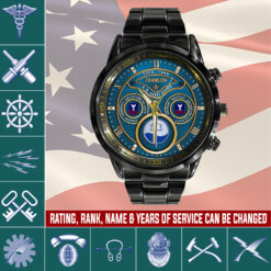 Coast Guard Rating, Thank a Veteran - Black Stainless Steel Watch