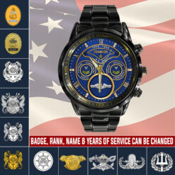 Navy Badge, E 7 Gold - Black Stainless Steel Watch