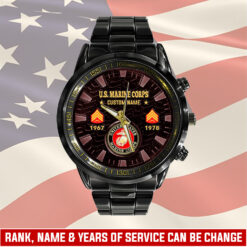 US Marine Corps, E 9 Marines Master Gunnery Sergeant - Black Stainless Steel Watch