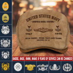 Navy Badge, E 5 Gold - Jeff Cap