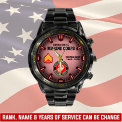 US Marine Corps, O 3 Marines Captain - Black Stainless Steel Watch