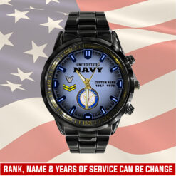 US Navy, E 8 Gold - Black Stainless Steel Watch