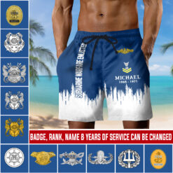 Navy Badge, E 5 Red - Men's Shorts