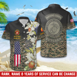 US Marine Corps, Land Of The Free, Because Of The Brave - Hawaii Shirt