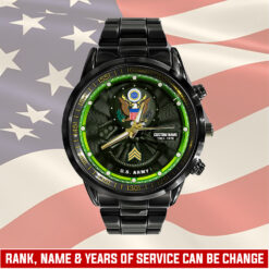 US Army, E 3 Army Private First Class - Black Stainless Steel Watch