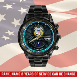 US Coast Guard, E 6 Gold - Black Stainless Steel Watch