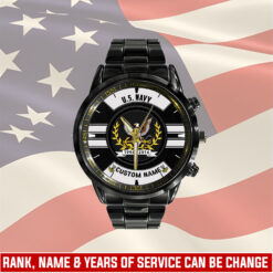 US Navy, E 3 Blue - Black Stainless Steel Watch