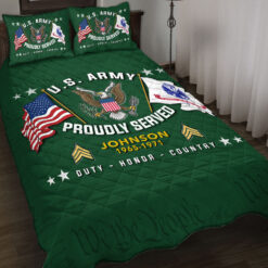 US Army, Land Of The Free, Because Of The Brave - Quilt Bed Set - King