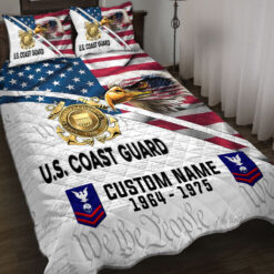 US Coast Guard, Proud Veteran - Quilt Bed Set - King