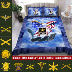 Army Branch, E 8 Army First Sergeant - Quilt Bed Set - Queen
