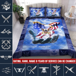 Navy Rating, E 4 Red - Quilt Bed Set - Queen