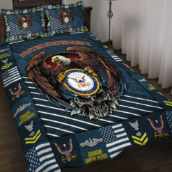 Navy Badge, E 4 Gold - Quilt Bed Set - King
