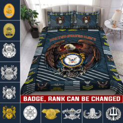 Navy Badge, Honor, Duty, Service - Quilt Bed Set - Full