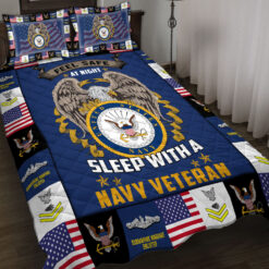 Navy Badge, No One Fights Alone - Quilt Bed Set - King