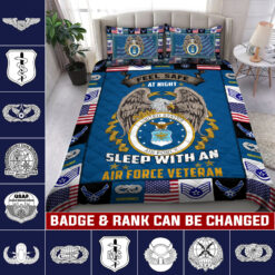 Air Force Badge, No One Fights Alone - Quilt Bed Set - Full
