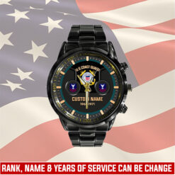 US Coast Guard, E 9 Gold - Black Stainless Steel Watch