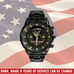 US Army, E 8 Army First Sergeant - Black Stainless Steel Watch