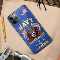 US Navy, No One Fights Alone - Premium Glass Phone Case