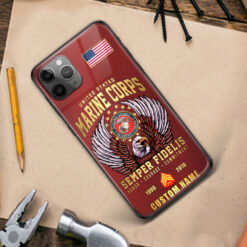 US Marine Corps, The Devil Dogs - Premium Glass Phone Case